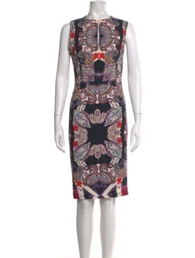 Pre-owned Etro Paisley Print Knee-length Dress In Black