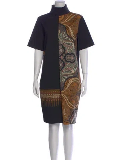 Pre-owned Etro Paisley Print Knee-length Dress In Black