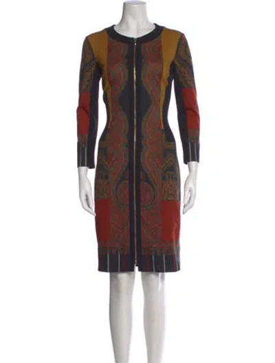 Pre-owned Etro Paisley Print Knee-length Dress In Black