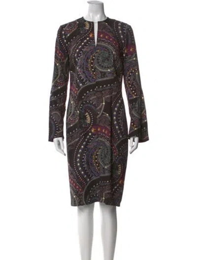 Pre-owned Etro Paisley Print Knee-length Dress In Black