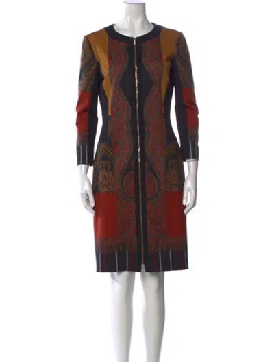 Pre-owned Etro Paisley Print Knee-length Dress In Black