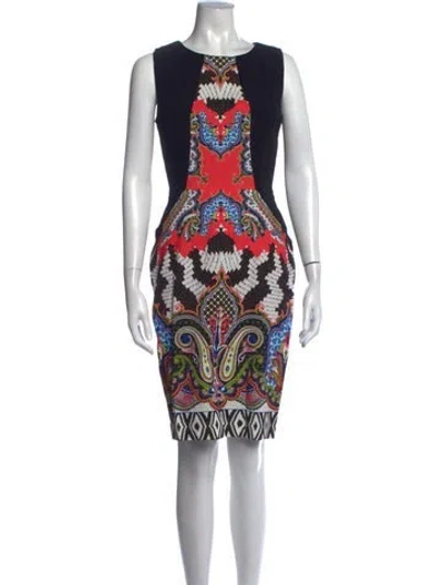 Pre-owned Etro Paisley Print Knee-length Dress In Black