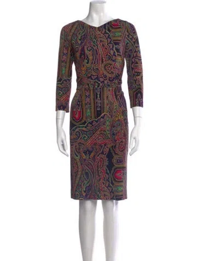 Pre-owned Etro Paisley Print Knee-length Dress In Black