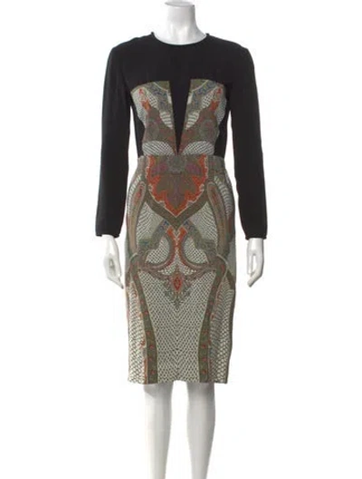 Pre-owned Etro Paisley Print Knee-length Dress In Black
