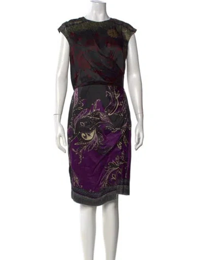Pre-owned Etro Paisley Print Knee-length Dress In Black