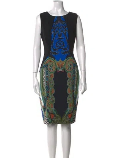 Pre-owned Etro Paisley Print Knee-length Dress In Black