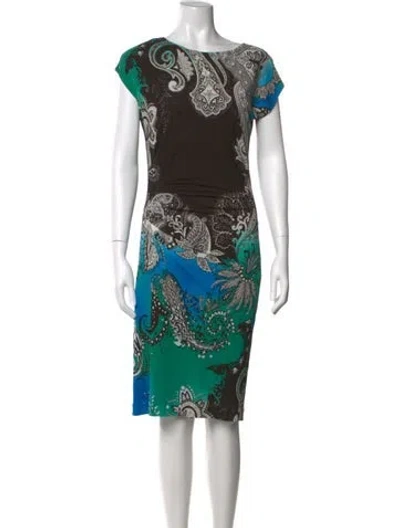 Pre-owned Etro Paisley Print Knee-length Dress In Black