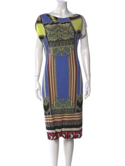 Pre-owned Etro Paisley Print Knee-length Dress In Black/blue/neutrals