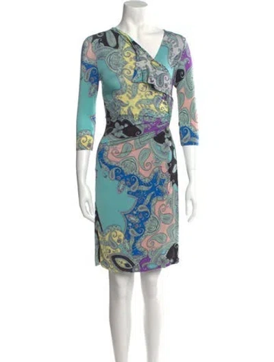 Pre-owned Etro Paisley Print Knee-length Dress In Blue