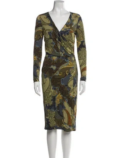 Pre-owned Etro Paisley Print Knee-length Dress In Blue