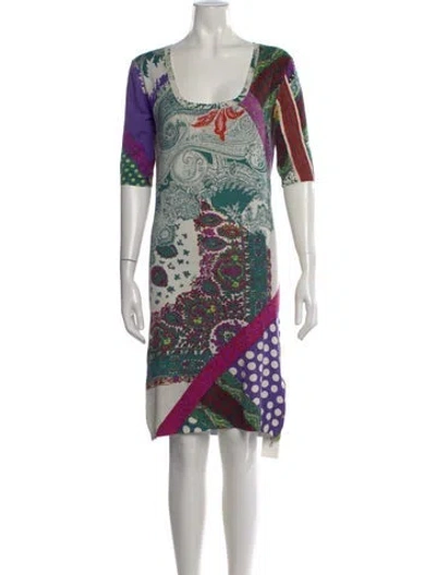 Pre-owned Etro Paisley Print Knee-length Dress In Blue