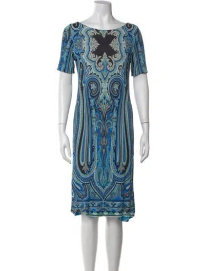 Pre-owned Etro Paisley Print Knee-length Dress In Blue