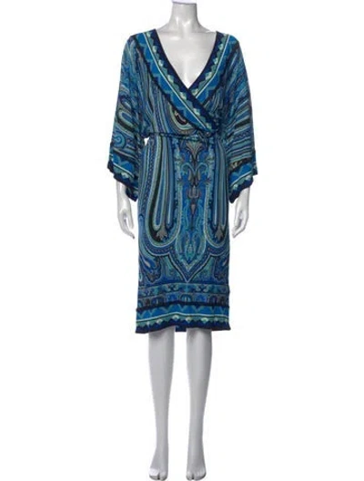 Pre-owned Etro Paisley Print Knee-length Dress In Blue