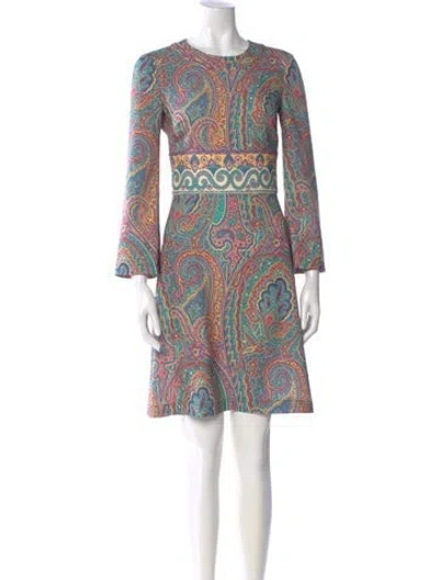 Pre-owned Etro Paisley Print Knee-length Dress In Blue