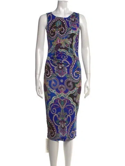 Pre-owned Etro Paisley Print Knee-length Dress In Blue