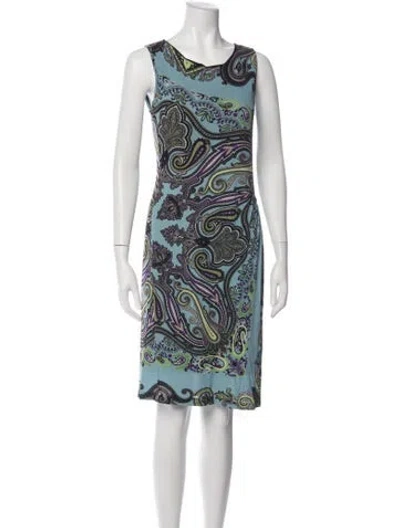 Pre-owned Etro Paisley Print Knee-length Dress In Blue