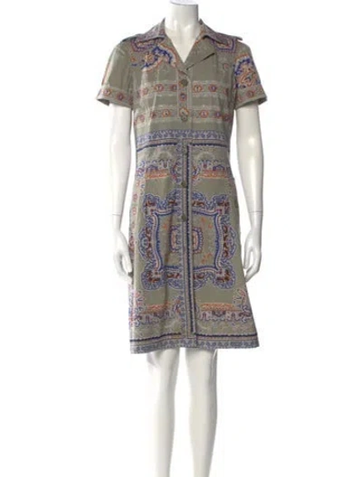 Pre-owned Etro Paisley Print Knee-length Dress In Green