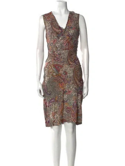 Pre-owned Etro Paisley Print Knee-length Dress In Green