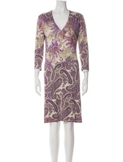 Pre-owned Etro Paisley Print Knee-length Dress In Green