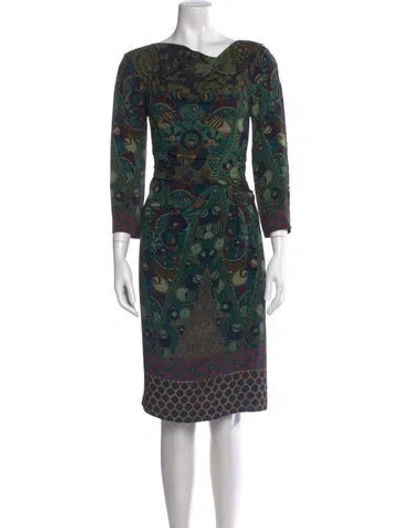 Pre-owned Etro Paisley Print Knee-length Dress In Green