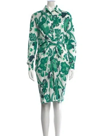 Pre-owned Etro Paisley Print Knee-length Dress In Green