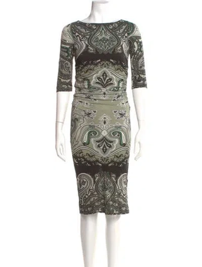 Pre-owned Etro Paisley Print Knee-length Dress In Neutral