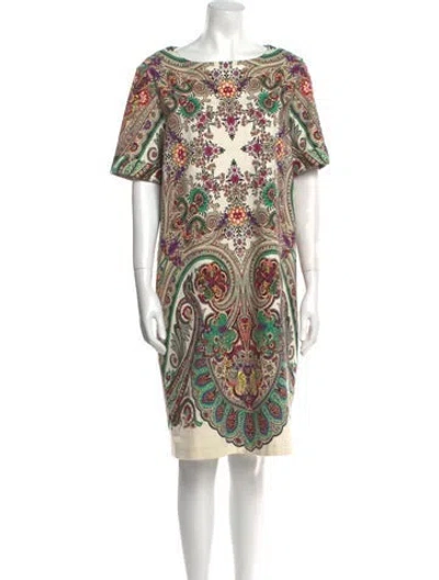 Pre-owned Etro Paisley Print Knee-length Dress In Neutral