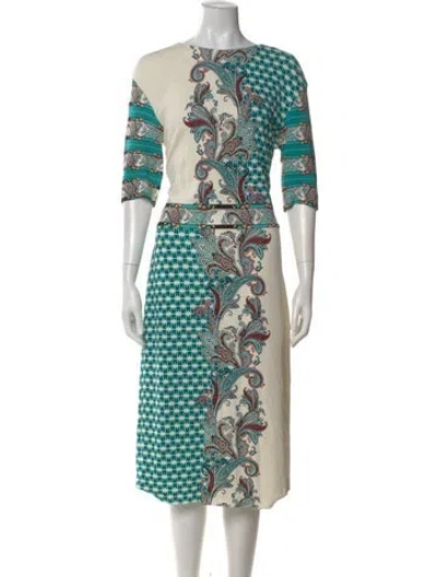 Pre-owned Etro Paisley Print Knee-length Dress In Neutral