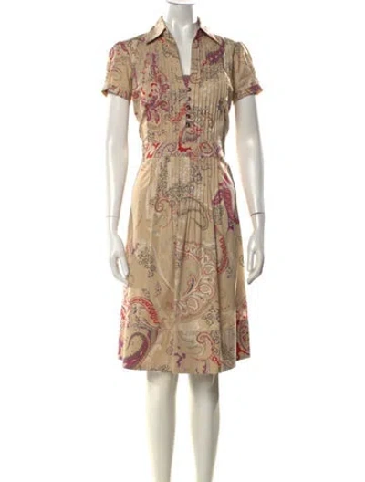 Pre-owned Etro Paisley Print Knee-length Dress In Neutral