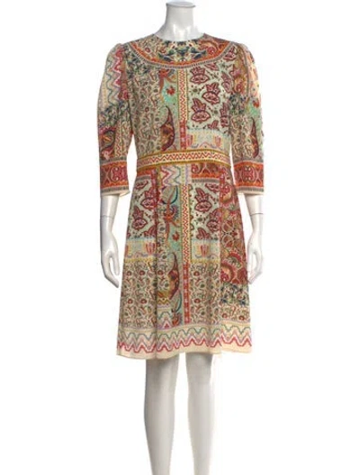 Pre-owned Etro Paisley Print Knee-length Dress In Neutral