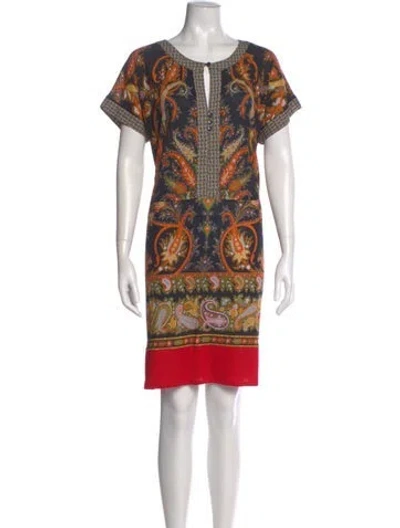 Pre-owned Etro Paisley Print Knee-length Dress In Orange