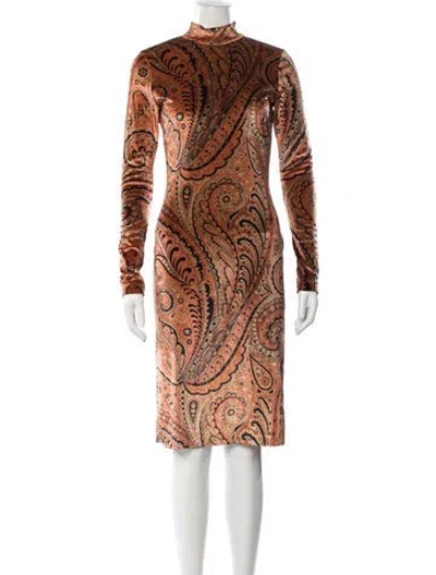 Pre-owned Etro Paisley Print Knee-length Dress In Orange