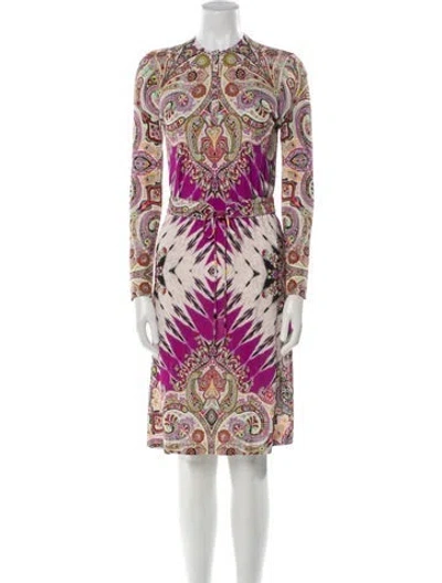 Pre-owned Etro Paisley Print Knee-length Dress In Purple