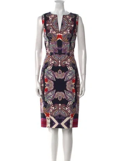Pre-owned Etro Paisley Print Knee-length Dress In Purple