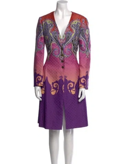 Pre-owned Etro Paisley Print Knee-length Dress In Purple