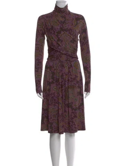 Pre-owned Etro Paisley Print Knee-length Dress In Purple