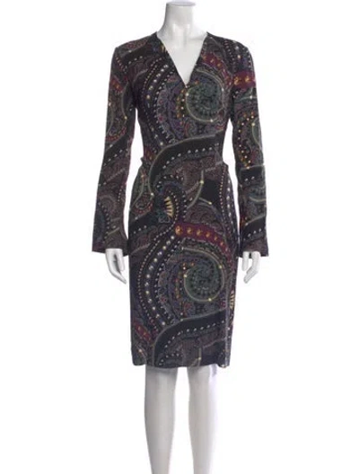 Pre-owned Etro Paisley Print Knee-length Dress In Purple