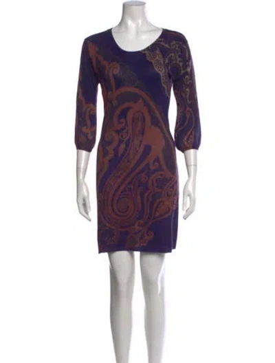 Pre-owned Etro Paisley Print Knee-length Dress In Purple