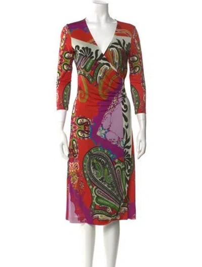 Pre-owned Etro Paisley Print Knee-length Dress In Red