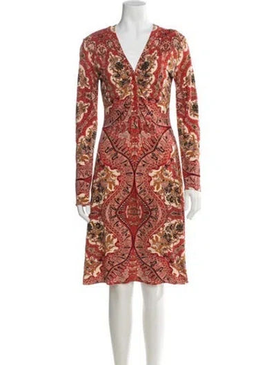 Pre-owned Etro Paisley Print Knee-length Dress In Red