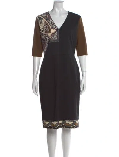 Pre-owned Etro Paisley Print Knee-length Dress W/ Tags In Black
