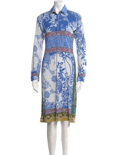 Pre-owned Etro Paisley Print Knee-length Dress W/ Tags In Blue