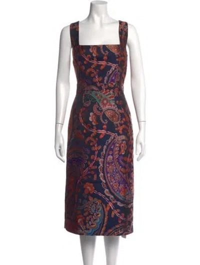 Pre-owned Etro Paisley Print Knee-length Dress W/ Tags In Blue