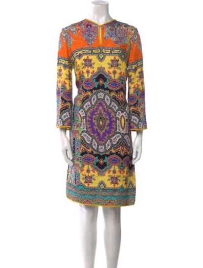 Pre-owned Etro Paisley Print Knee-length Dress W/ Tags In Orange