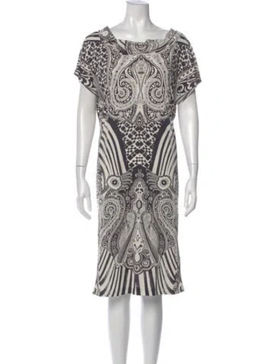Pre-owned Etro Paisley Print Knee-length Dress In White