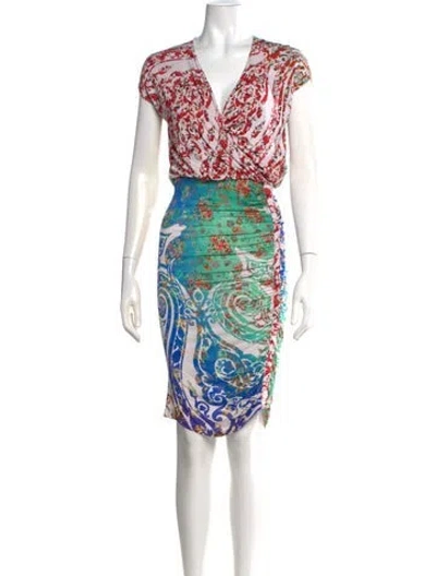 Pre-owned Etro Paisley Print Knee-length Dress In White