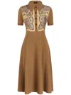 Etro Beige Midi Dress With Button-down Front In Neutrals