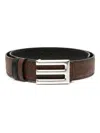 Etro Paisley-print Leather Belt In Braun