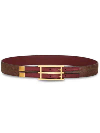 Etro Paisley-print Leather Belt In Red