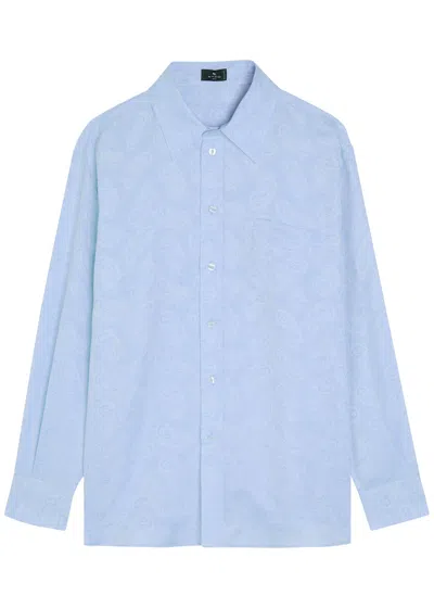 Etro Paisley-print Linen And Cotton-blend Shirt In Blue